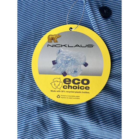 NWT Jack Nicklaus Blue Striped Moisture Wicking Golf Polo Shirt Mens Size L - Picture 7 of 7